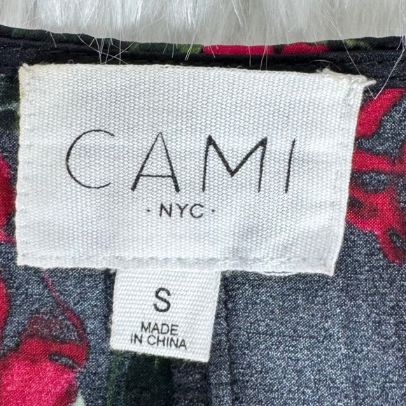 Cami NYC 100% Silk Black Red Rose Floral Mini Dress Sz S - Picture 7 of 9